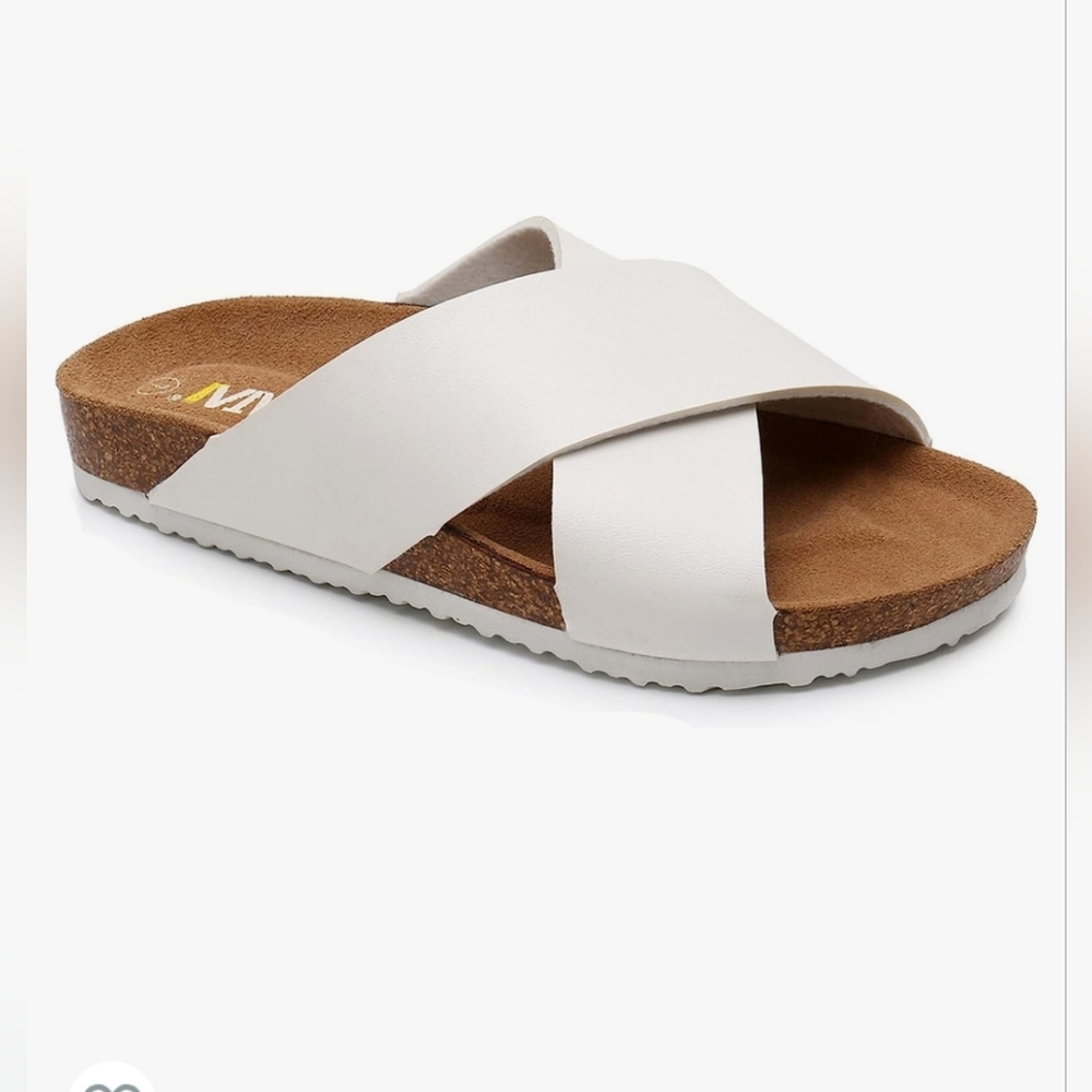 Women's Cork Footbed Sandals - Cow Suede Insole Slide Sandals for Women Open Toe